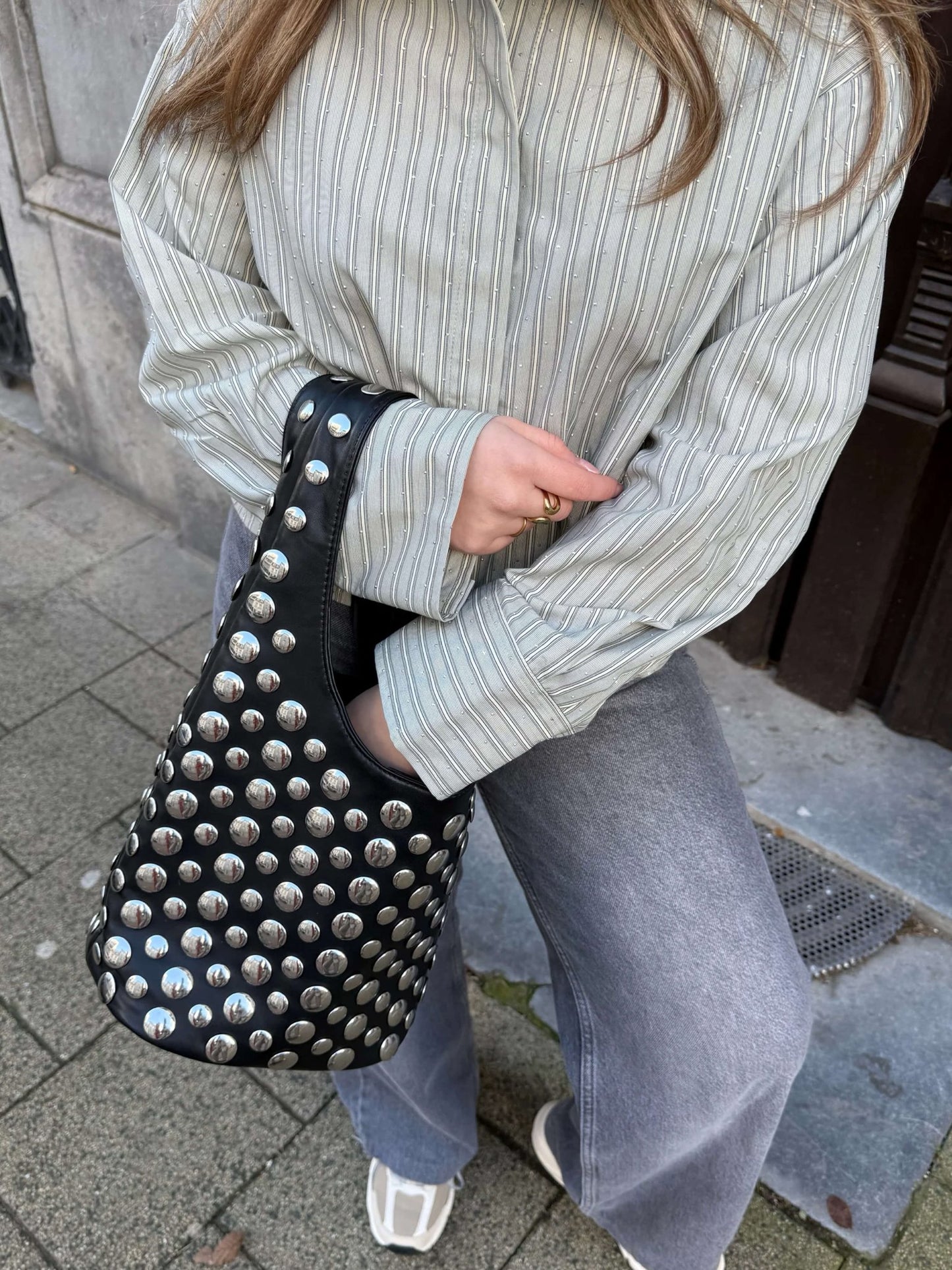 Seame - Alva Studded Bucket Bag Black Regular