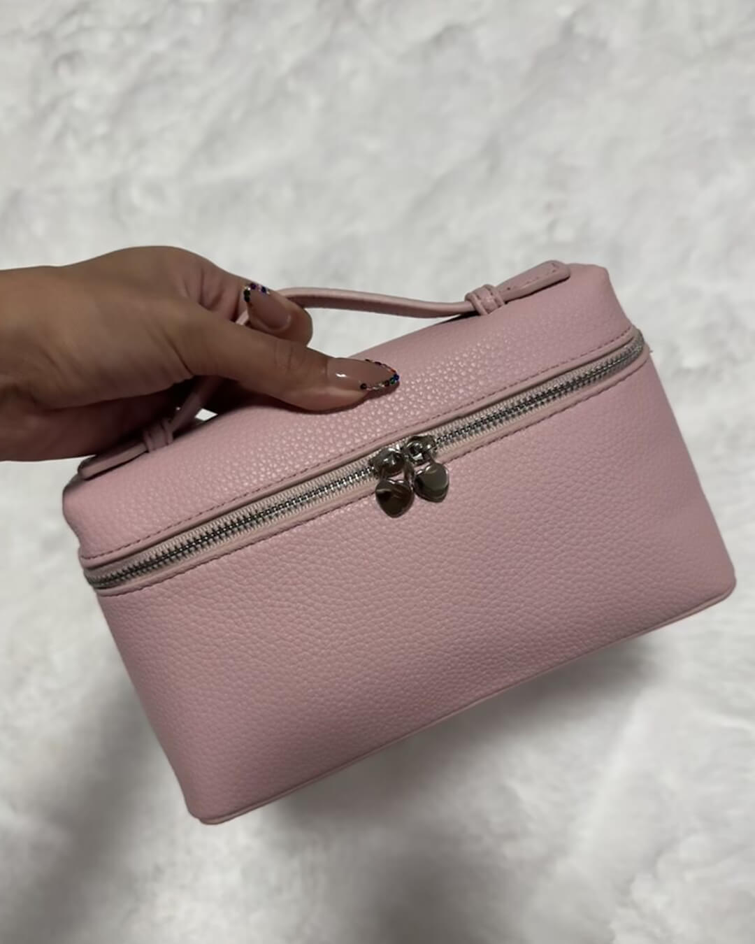 SEAME - Felicia Smooth Leather Vanity Bag Gray Regular