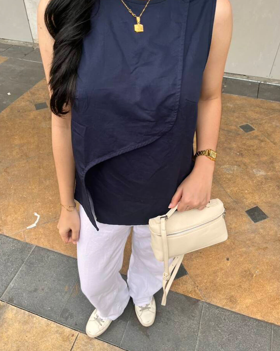 SEAME - Felicia Smooth Leather Vanity Bag Gray Regular