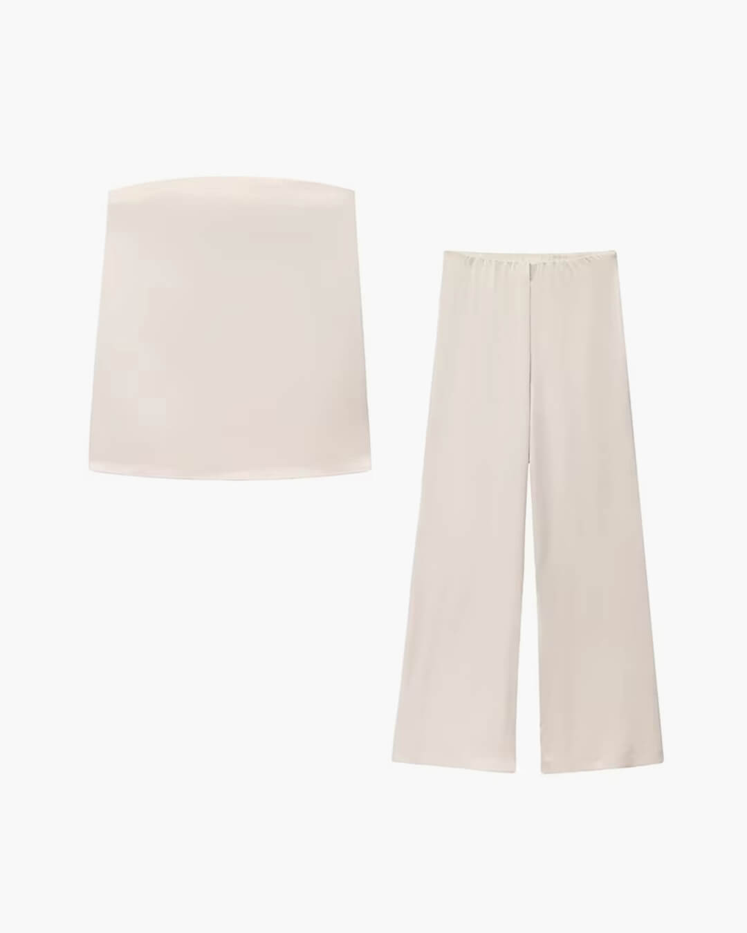 SEAME - Fiona Satin Bandeau Set Creme S