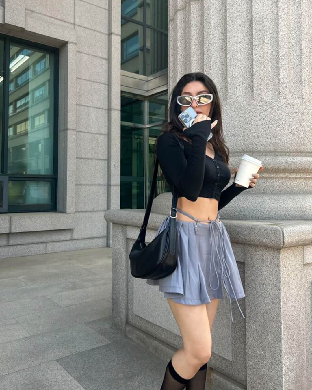 SEAME - Gabriela Vegan Leather Hobo Bag Black Regular