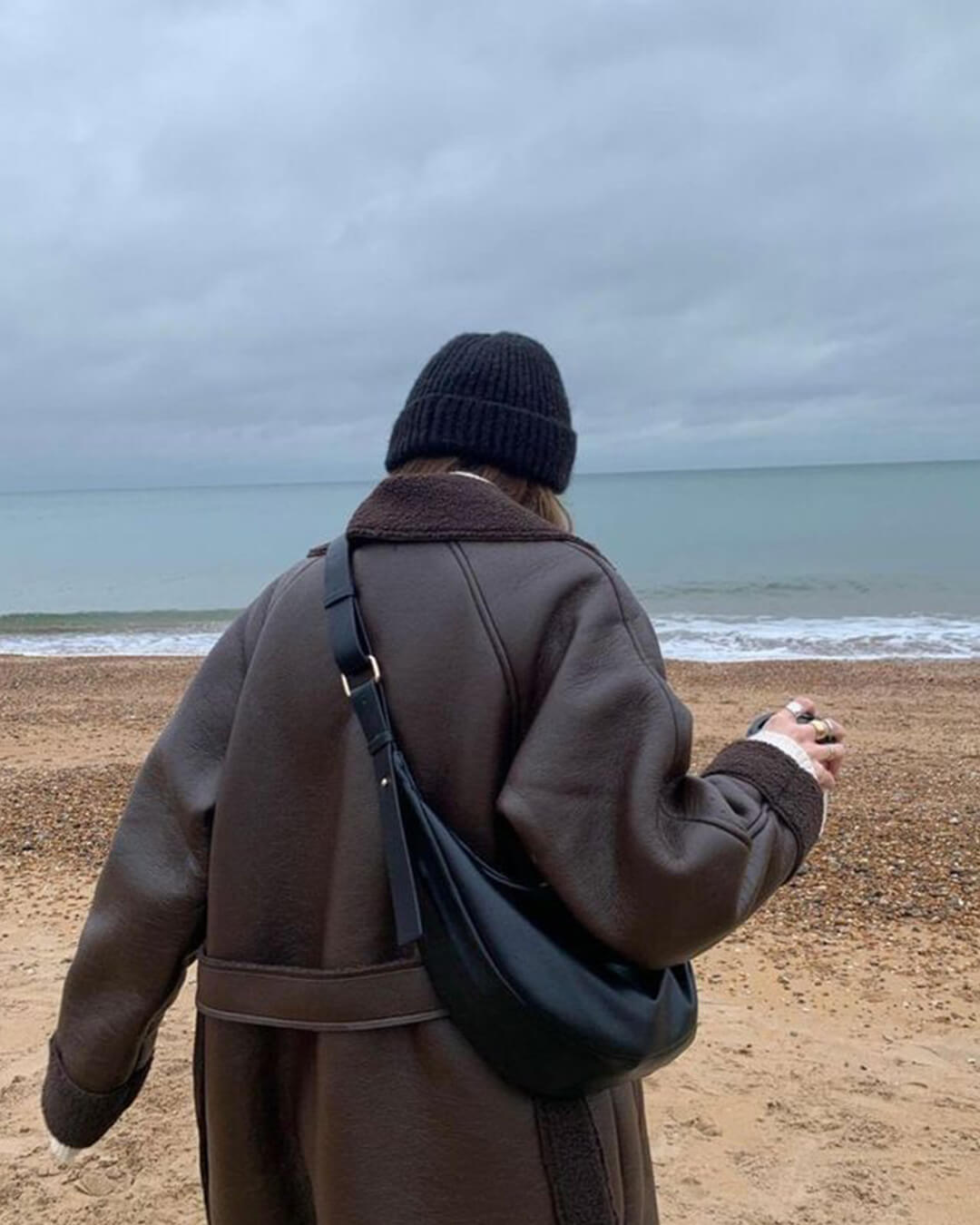 SEAME - Gabriela Vegan Leather Hobo Bag Black Regular