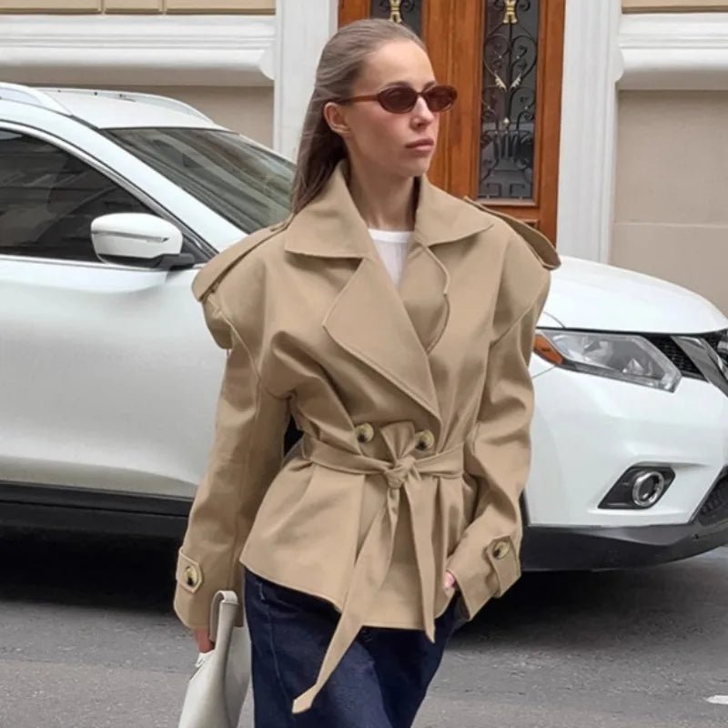 SEAME - Gianne Crop Trench Coat Beige S