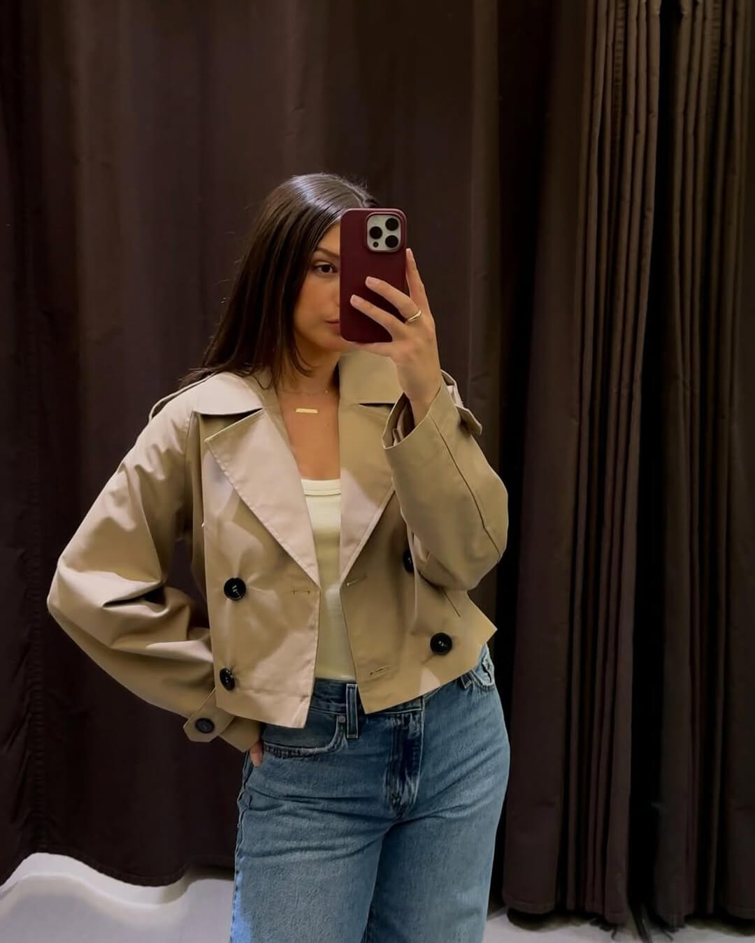 SEAME - Katrina Cropped Trench Coat Beige XS