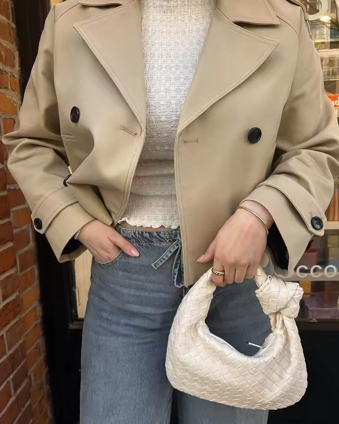 SEAME - Katrina Cropped Trench Coat Beige S