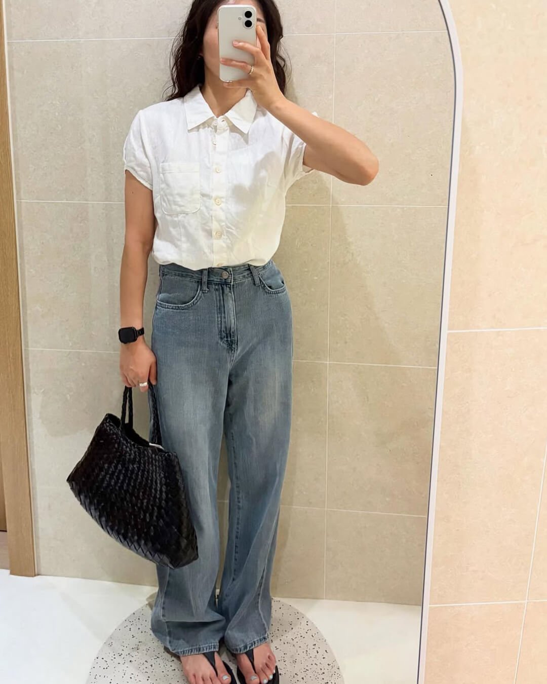 SEAME - Madeleine Vegan Leather Woven Bag Medium Black Regular