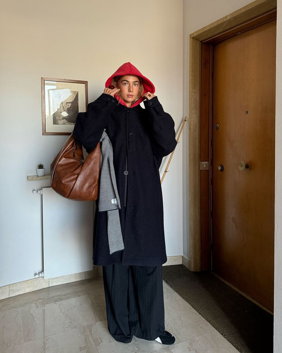 SEAME - Romy Hobo Vegan Leather Shopper Bag Coffee Regular