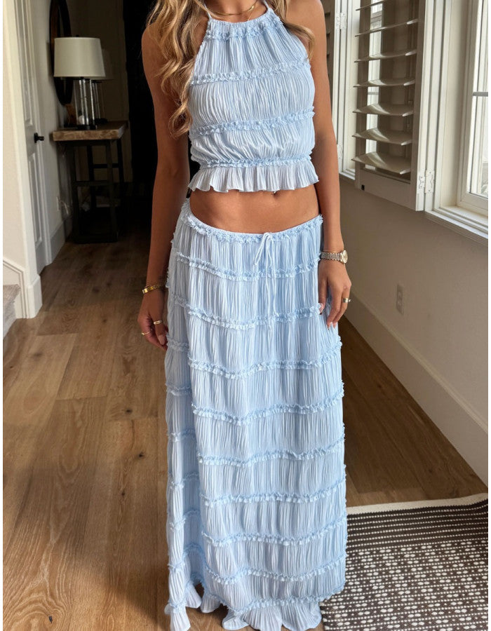 Conjunto de dos piezas Valerie con detalles de volantes