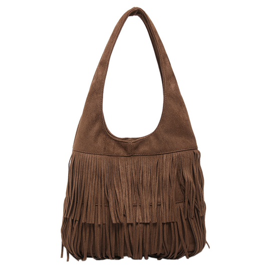 Bolso de Hombro Amanda de Terciopelo con Borlas