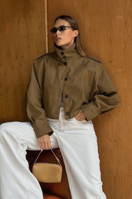 SEAME - Abigail Pleated Collar Jacket Brown S