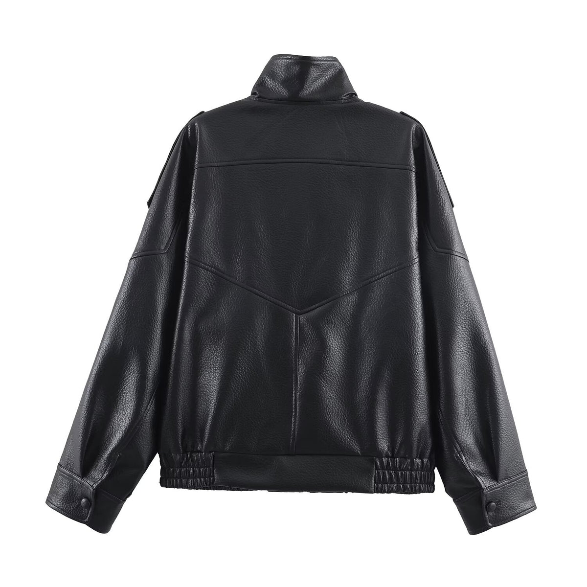 SEAME - Cecil Asymmetrical Leather Jacket Black S