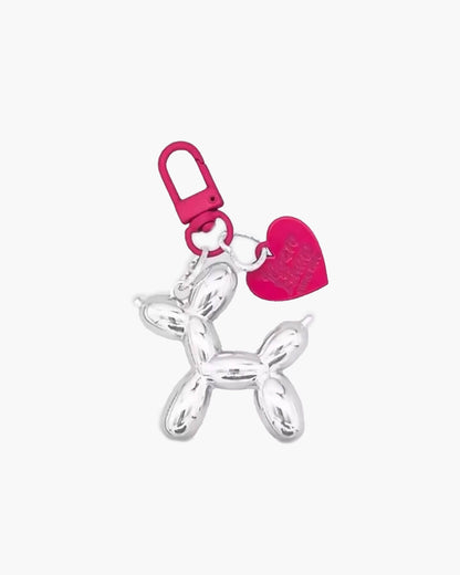 SEAME - Cute Bubble Dog Keychain Silver Pink