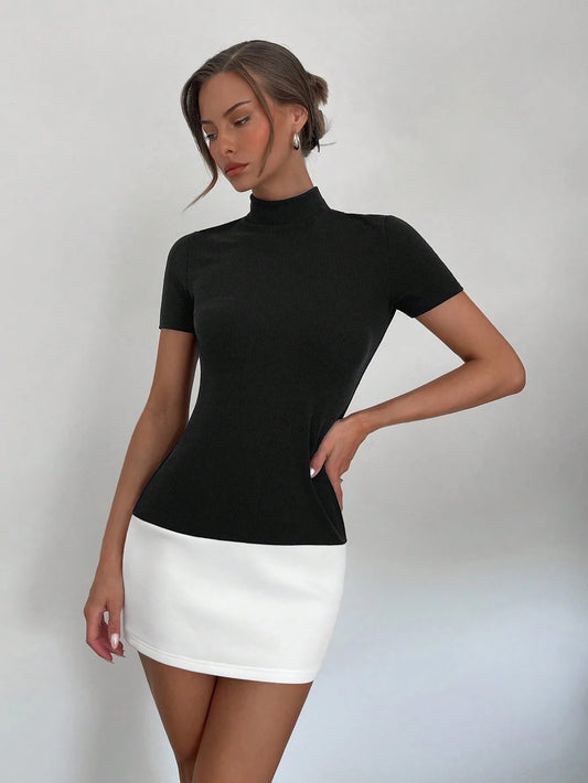 SEAME - Estelle Mini Dress Black White XS