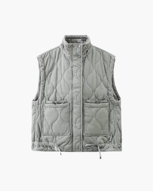 SEAME - Fiona Quilted Padded Vest Creme XS