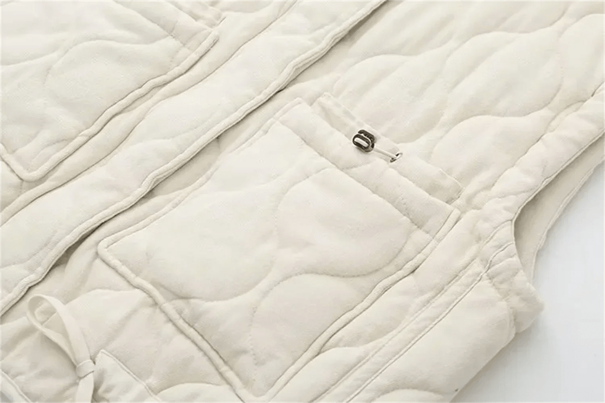 SEAME - Fiona Quilted Padded Vest Gray M