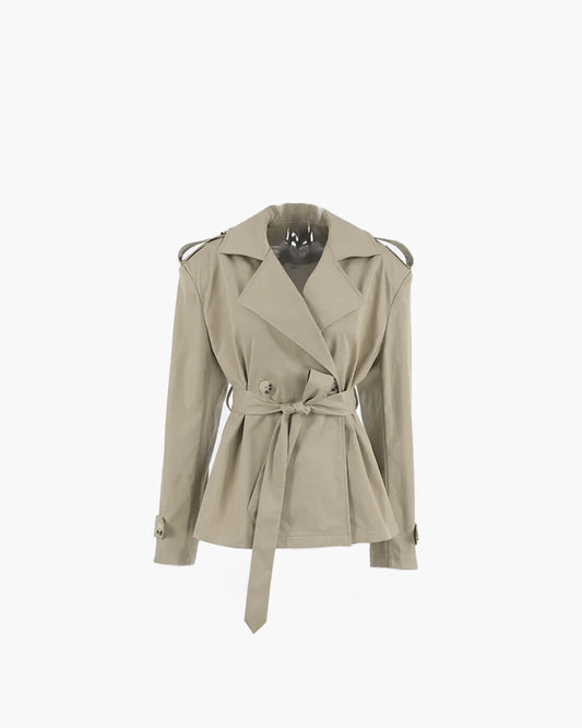 SEAME - Gianne Crop Trench Coat Beige L