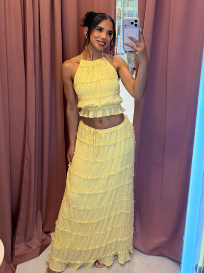 Conjunto de dos piezas Valerie con detalles de volantes